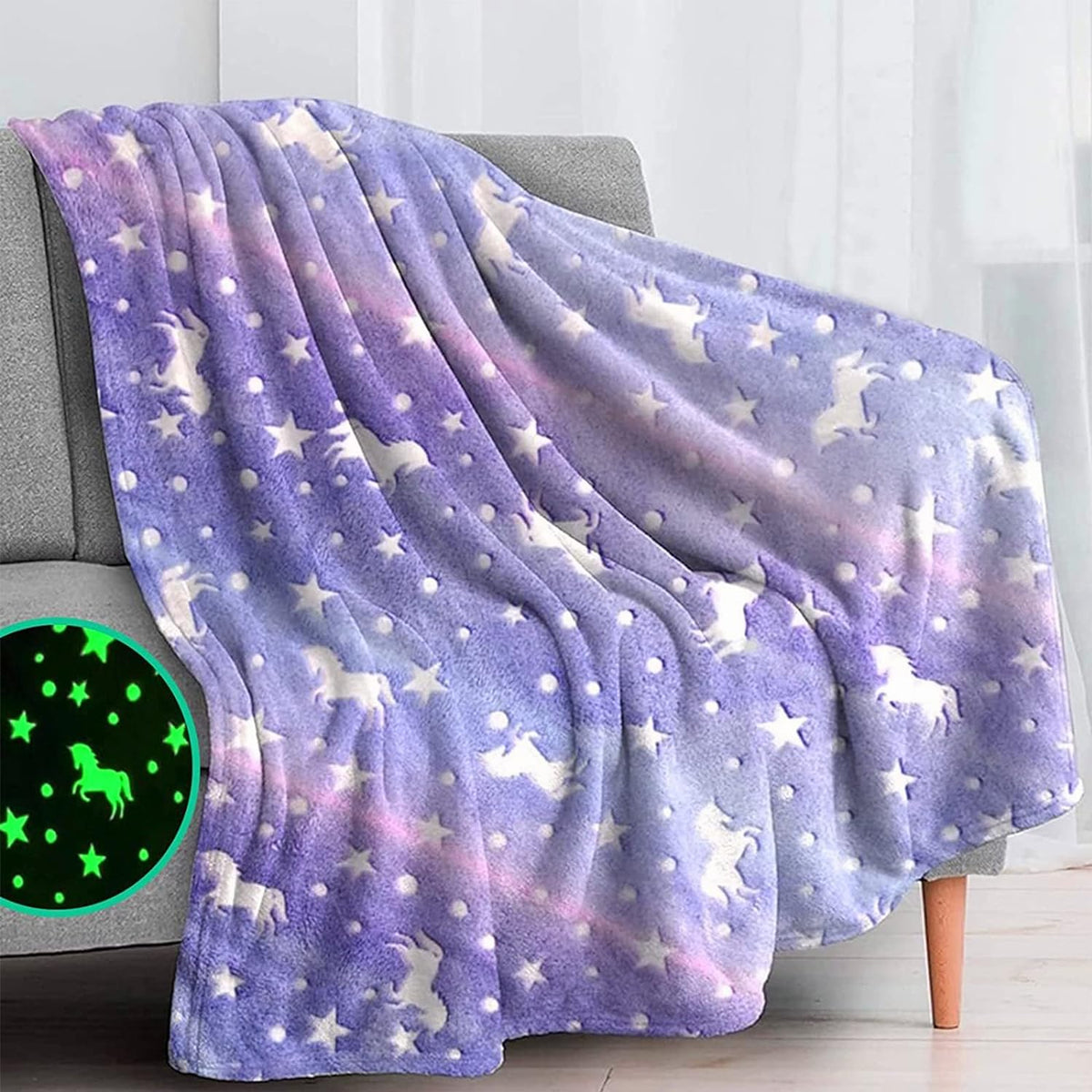 Manta Luminosa en la Oscuridad Color Morado 120cm x150cm